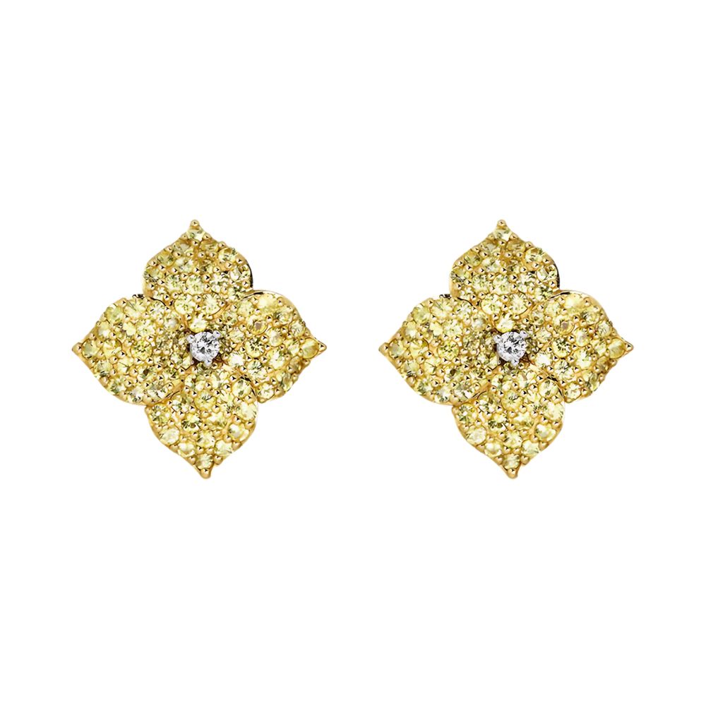 Piranesi 18k Yellow Gold Fiore Large Yellow Sapphire Flower Earrings